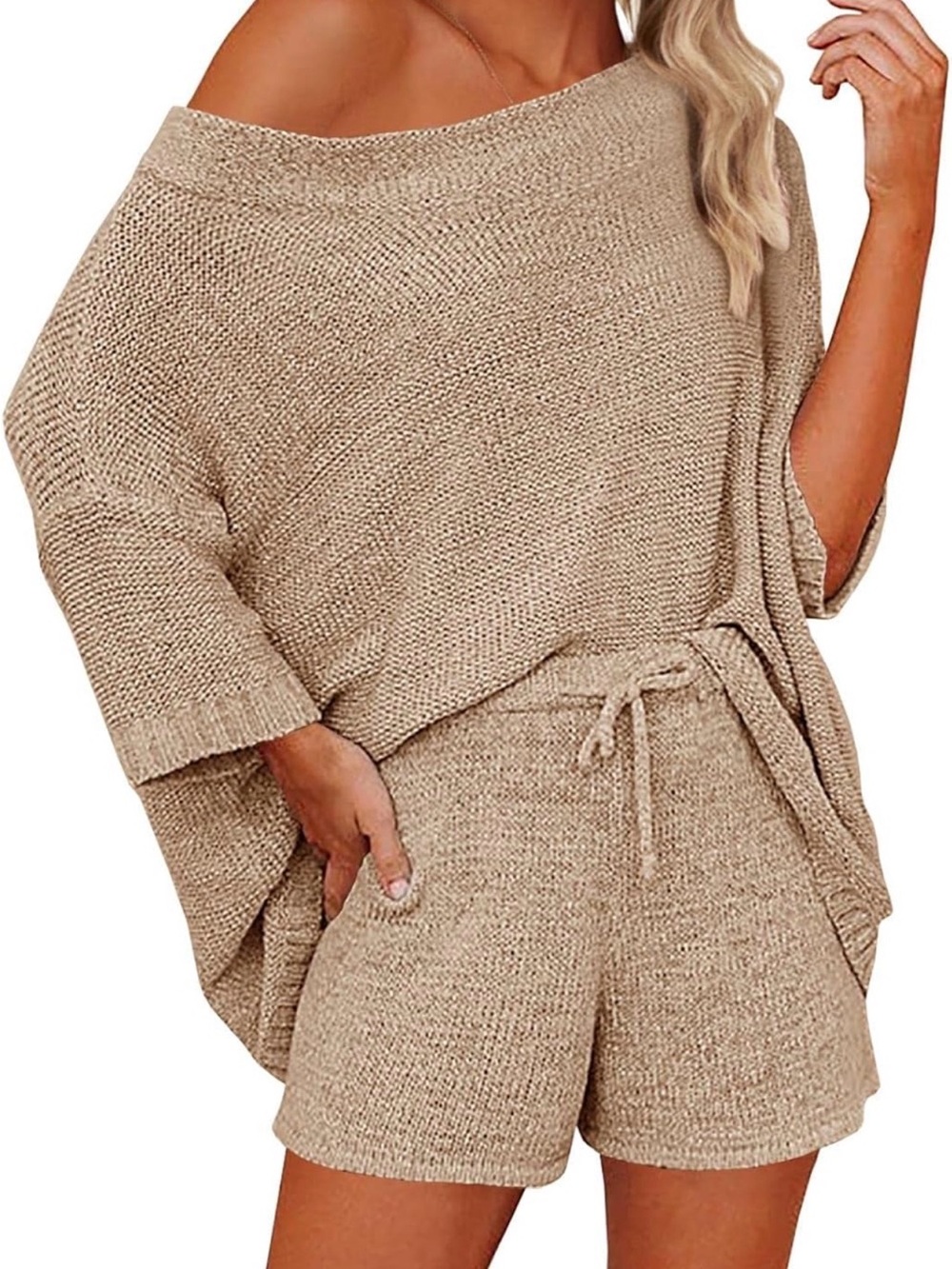 Women’s 2 Piece Sweater Outfit Off Shoulder Lounge Set
